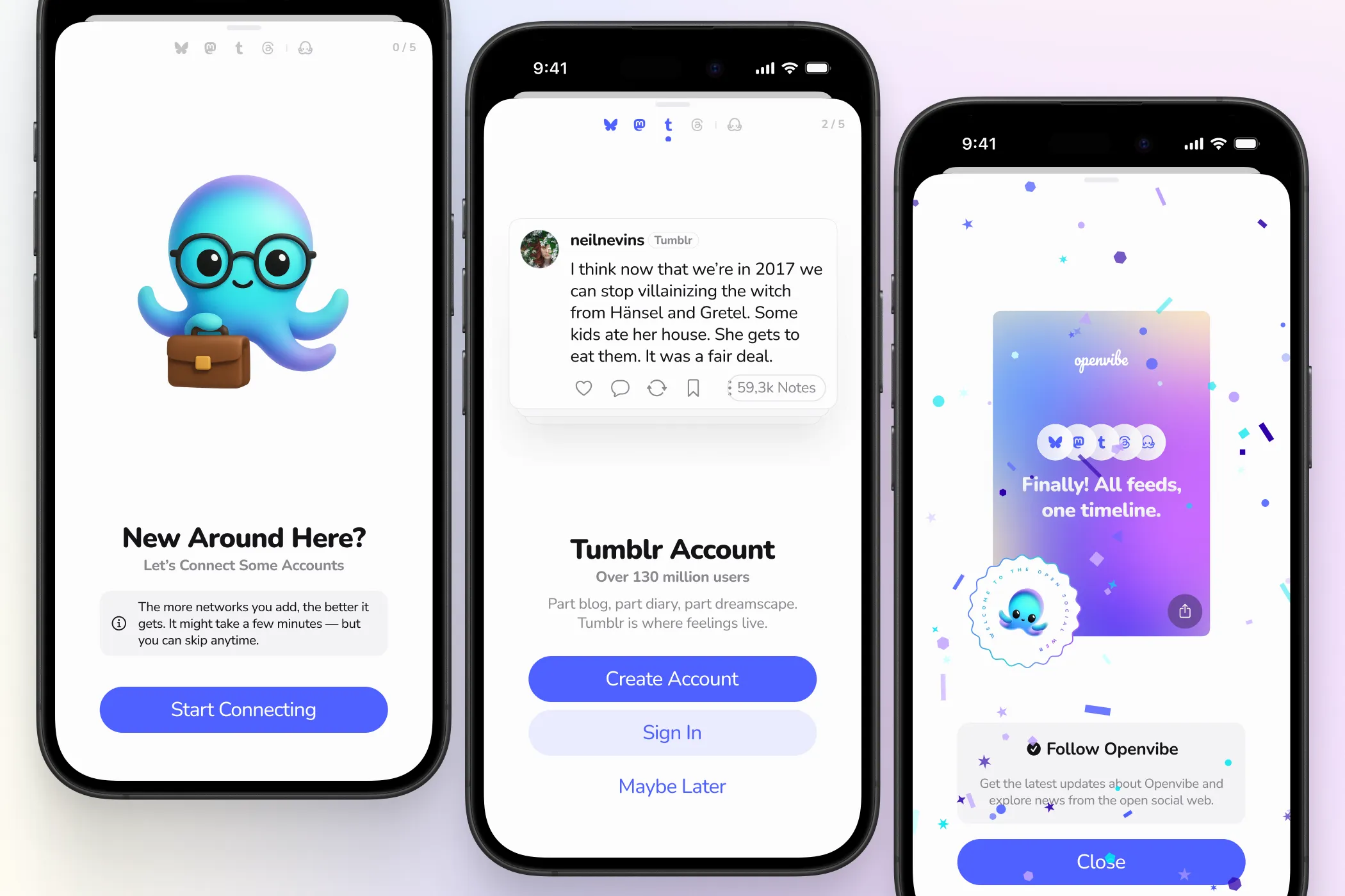 The signup flow mid-progress, with skip and resume visible